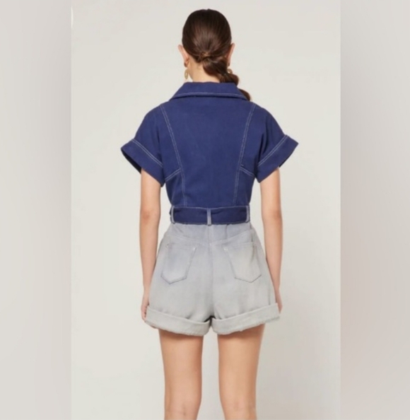 ELLIATT Leto Playsuit Navy Ombre Denim Romper XS - Picture 2 of 7